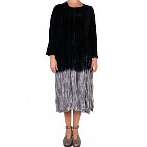 NEW GRIZAS ombre silk velvet midi dress in black silver